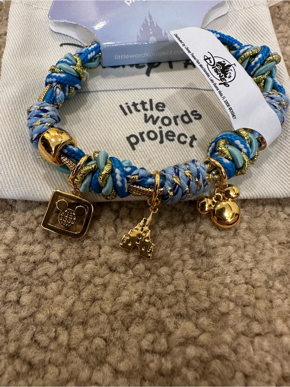 Little Words Project x Disney Parks Exclusive Blue and Gold Cord Charm Bracelet - Picture 2 of 4